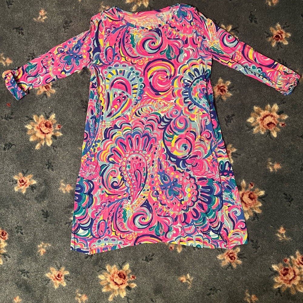 Lilly Pulitzer Girls XL Colorful Paisley Long Sleeve Dress